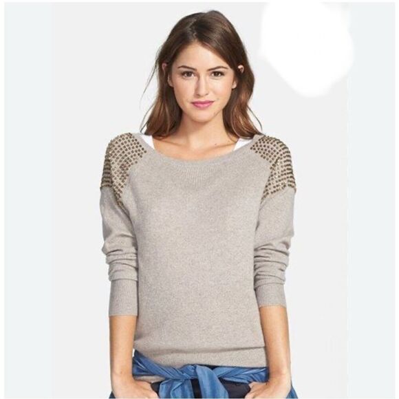 Halogen Embellished Shoulder Cashmere Sweater Size XS - Picture 1 of 16